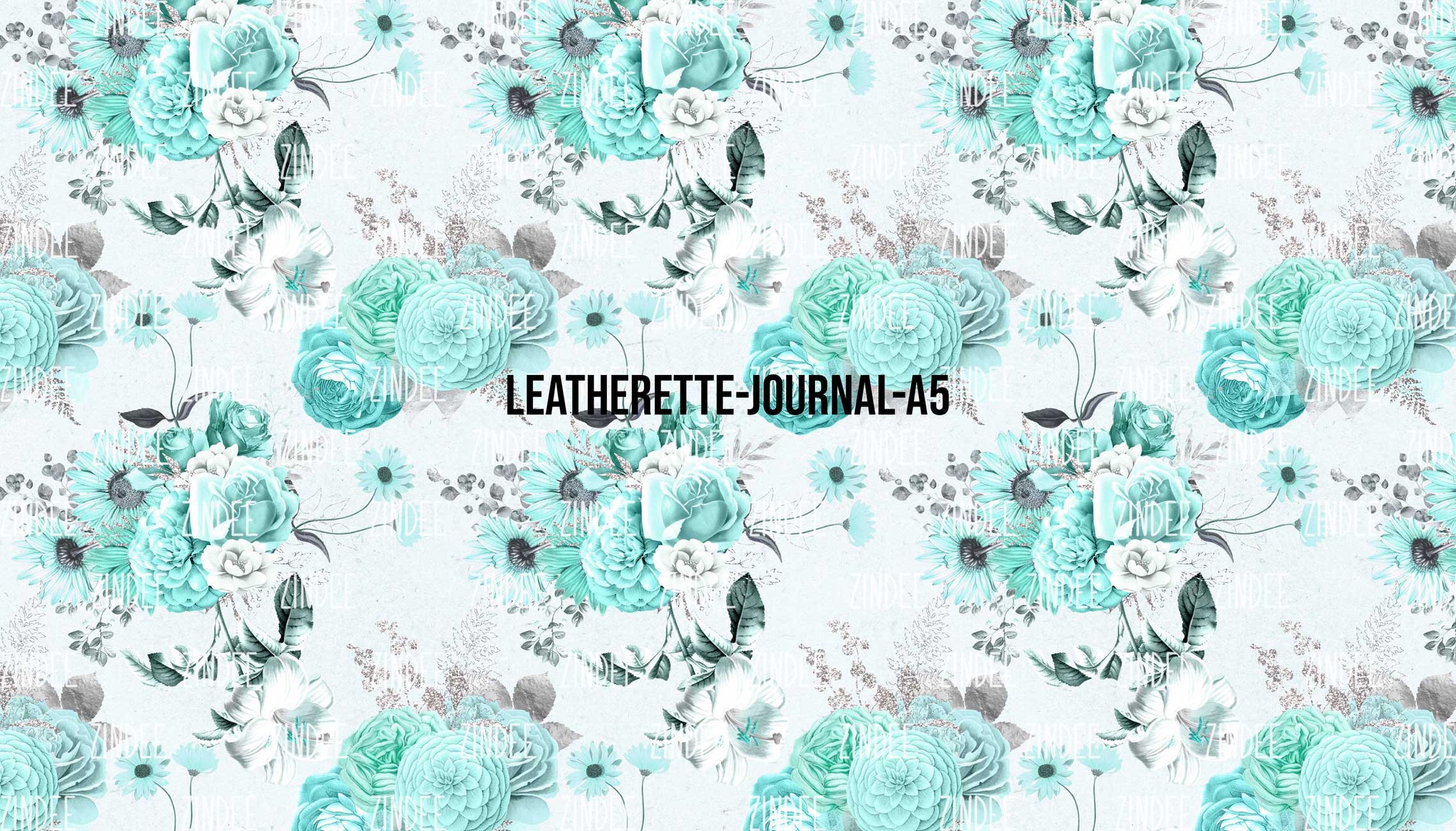 Floral Turquoise- Journal Size- A5 (Faux Leather)