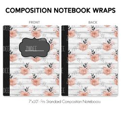 Composition Notebook Wrap- Blush Charcoal 15