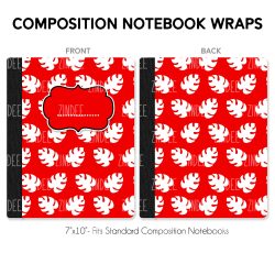 Composition Notebook Wrap- Hawaiin White Leaves