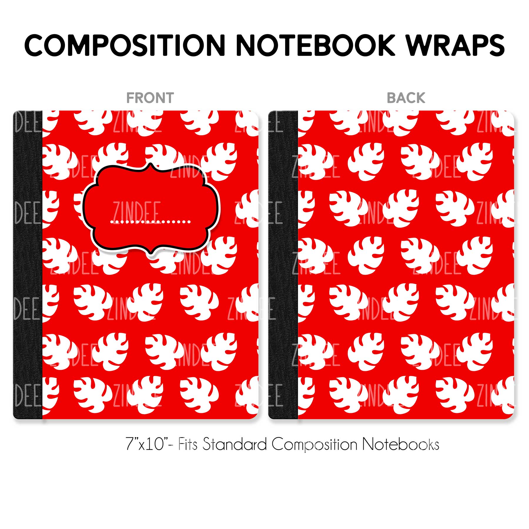 Composition Notebook Wrap- Hawaiin White Leaves