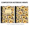 Composition Notebook Wrap- Paw Print and Sunflowers