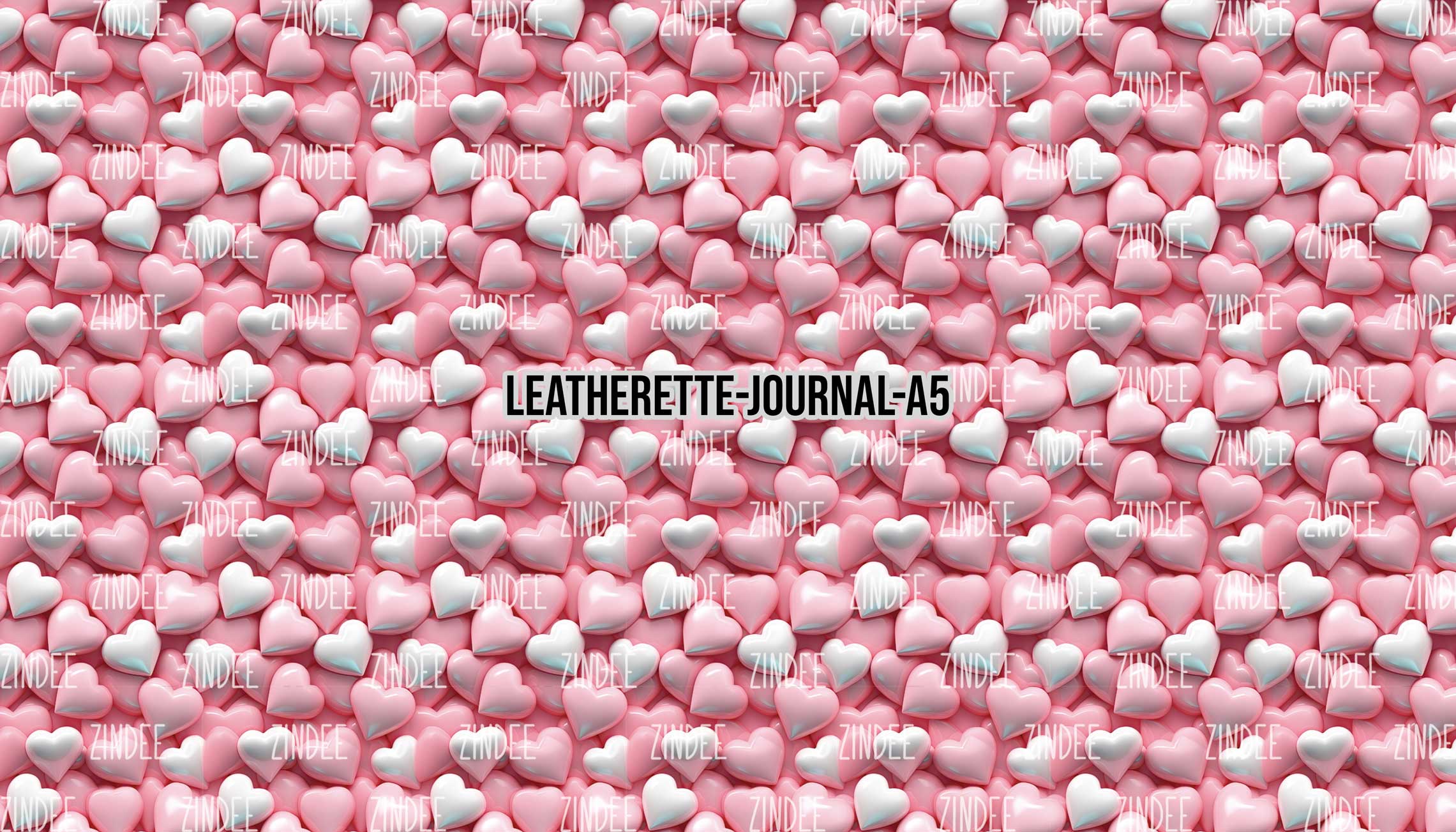 Pink Puffy Hearts- Journal Size- A5 (Faux Leather)