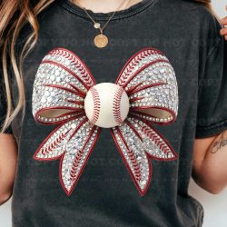 Rhinestone Baseball Bow- Adult Size- 11.5"