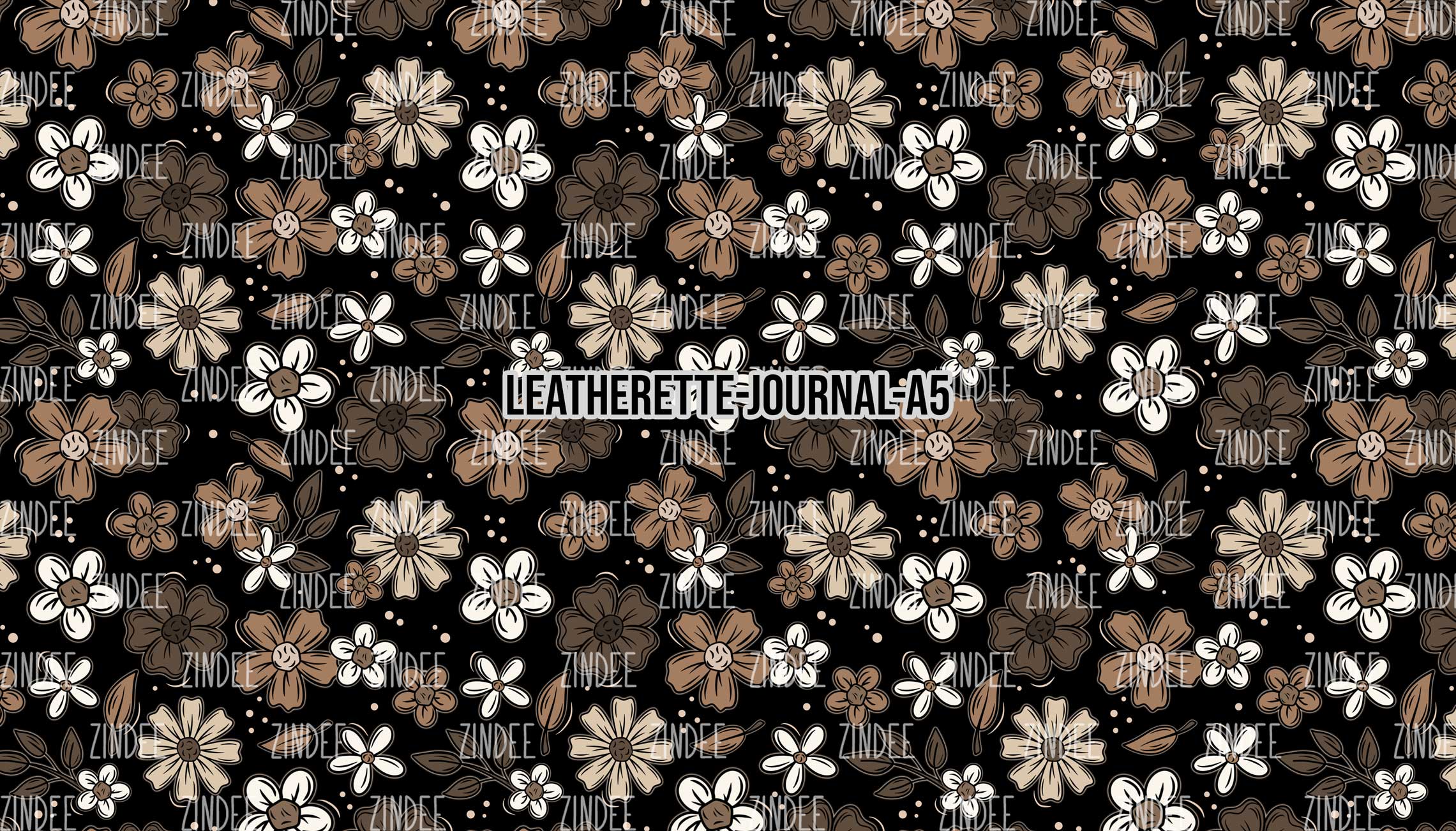 Brown Florals - Journal Size- A5 (Faux Leather)