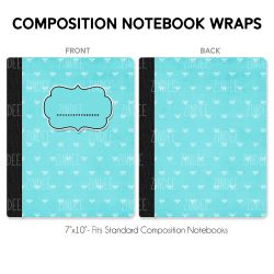 Composition Notebook Wrap- Aqua Blue Black 10