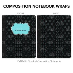 Composition Notebook Wrap- Aqua Blue Black 2