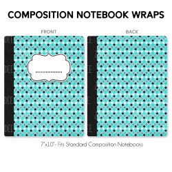 Composition Notebook Wrap- Aqua Blue Black 5