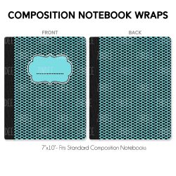Composition Notebook Wrap- Aqua Blue Black 7