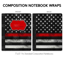 Composition Notebook Wrap- Grunge Line Red Extra Stars