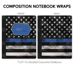 Composition Notebook Wrap- Grunge Line Blue Extra Stars