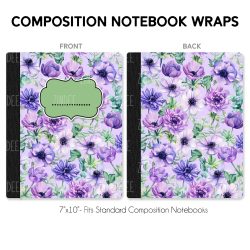 Composition Notebook Wrap- Purple Blooms