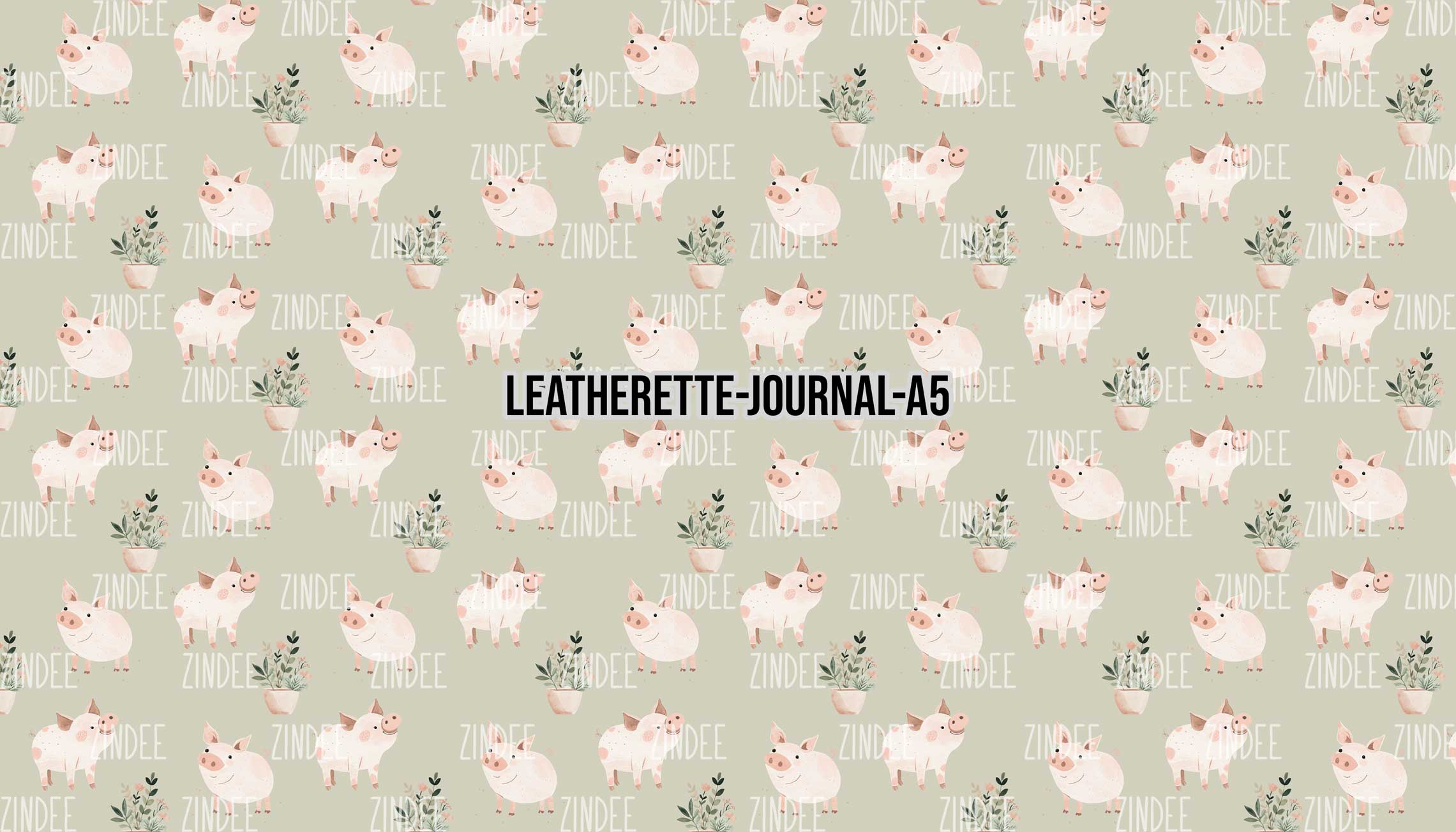 Pig Watercolor - Journal Size- A5 (Faux Leather)