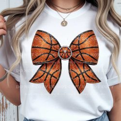 Rhinestone Basketball Bow DTF Transfer