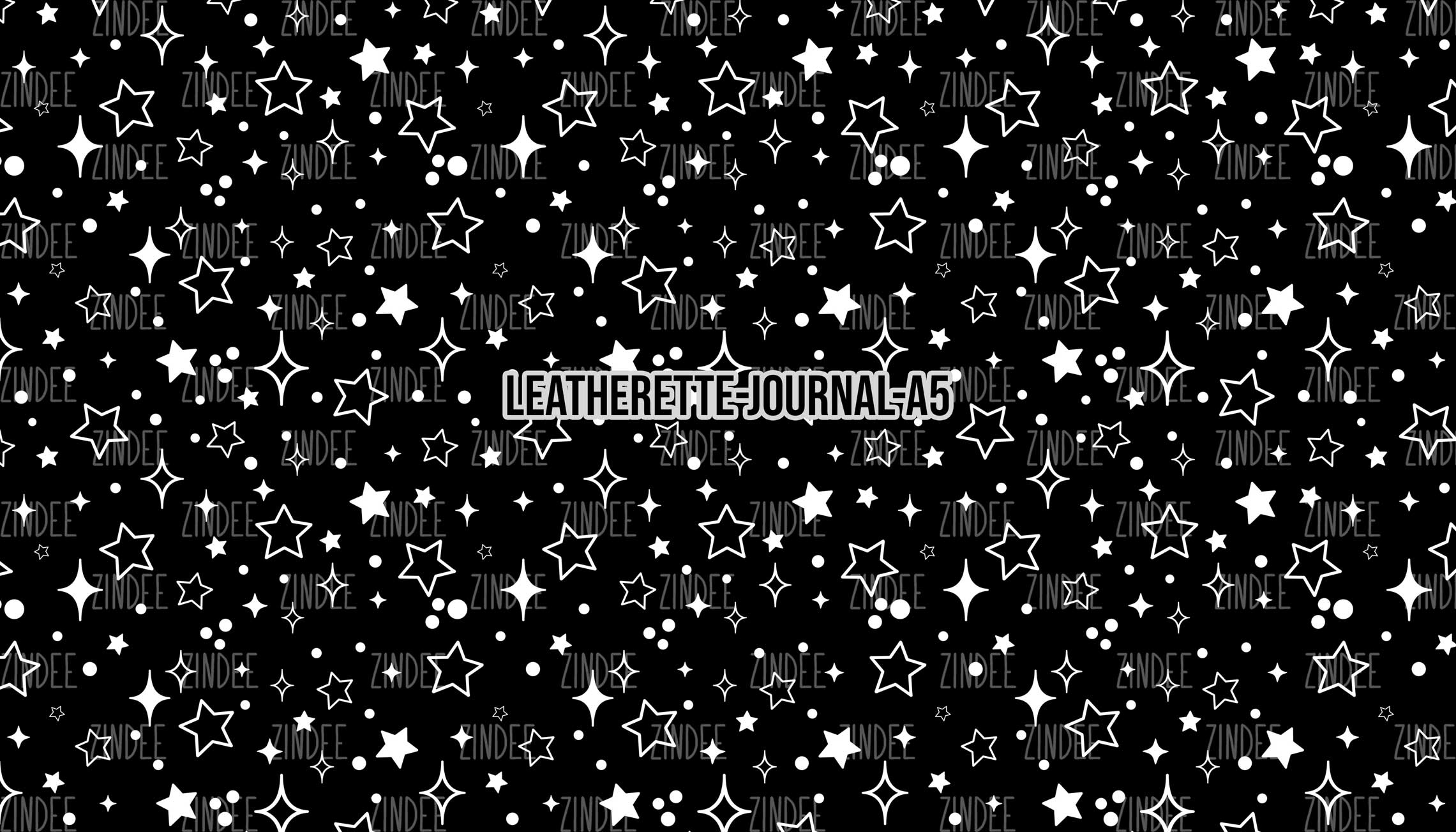 White Sketch Stars - Journal Size- A5 (Faux Leather)