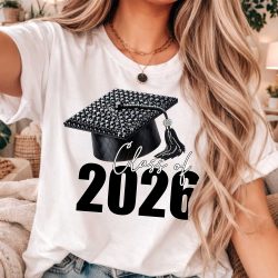 Rhinestone Grad Cap Class of 2026 DTF Transfer