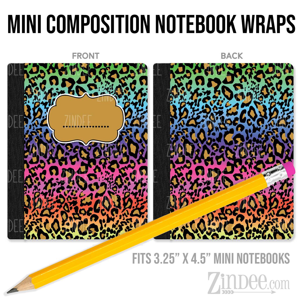 Rainbow Leopard – Mini Composition Notebook Wrap (3.25" x 4.5") | Vinyl Notebook Cover