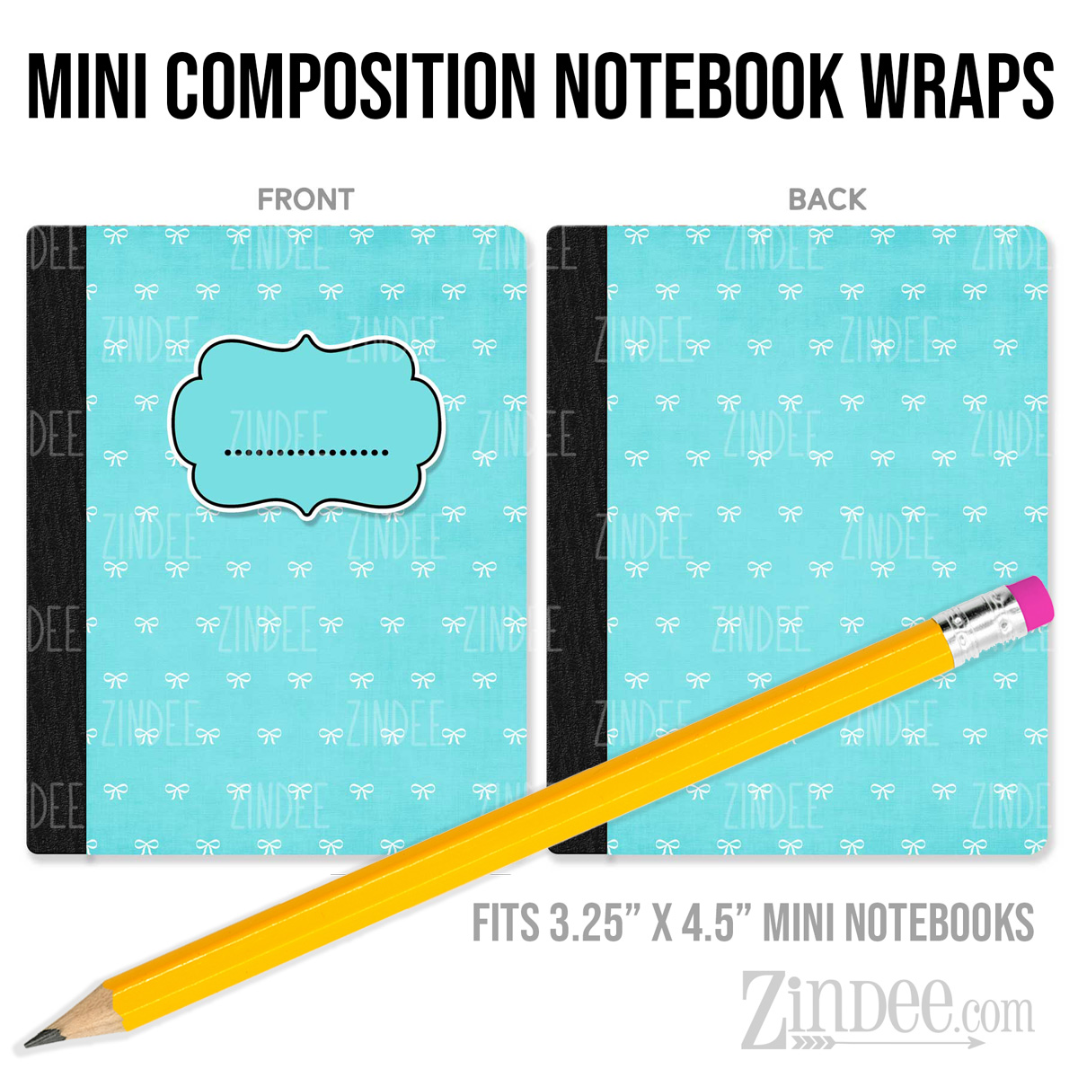 Aqua Blue Black 10 – Mini Composition Notebook Wrap (3.25" x 4.5") | Vinyl Notebook Cover