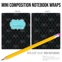 Aqua Blue Black 2 – Mini Composition Notebook Wrap (3.25" x 4.5") | Vinyl Notebook Cover