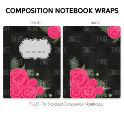 Composition Notebook Wrap- Chalkboard Flowers