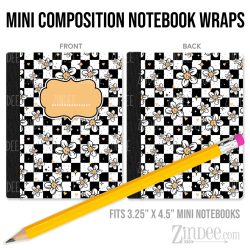 Daisy Checker – Mini Composition Notebook Wrap (3.25" x 4.5") | Vinyl Notebook Cover