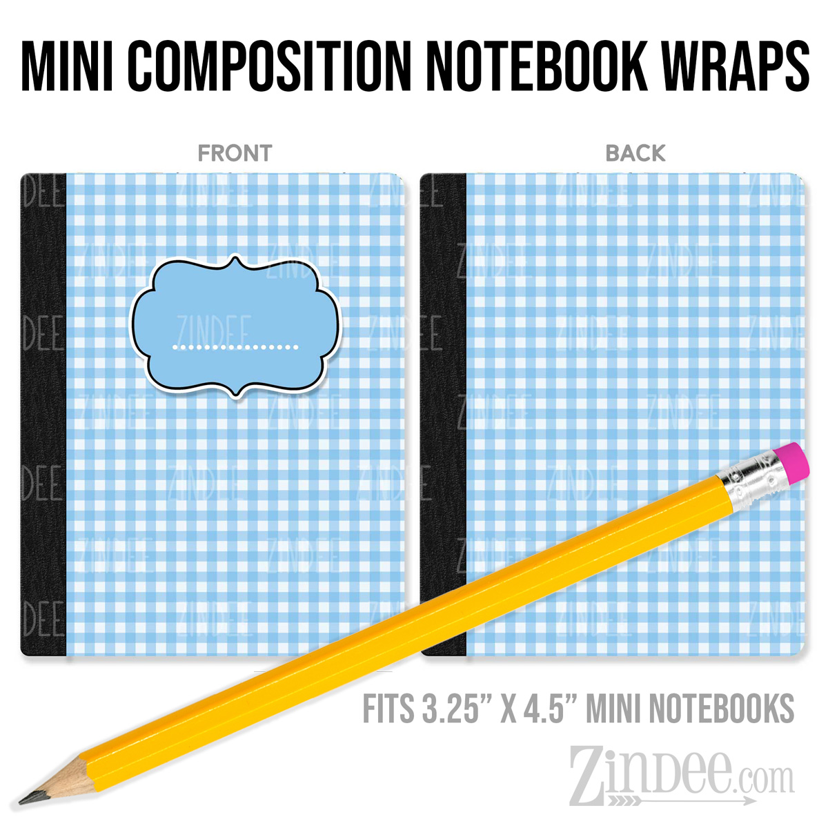 Gingham 3 – Mini Composition Notebook Wrap (3.25" x 4.5") | Vinyl Notebook Cover