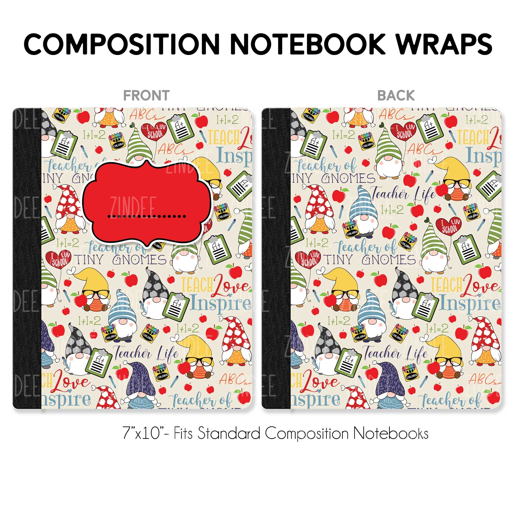 Composition Notebook Wrap- Gnomes Sweet School