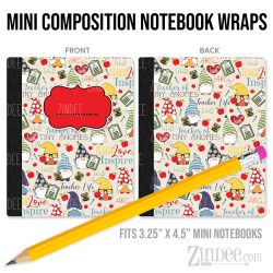 Gnome Sweet School – Mini Composition Notebook Wrap (3.25" x 4.5") | Vinyl Notebook Cover