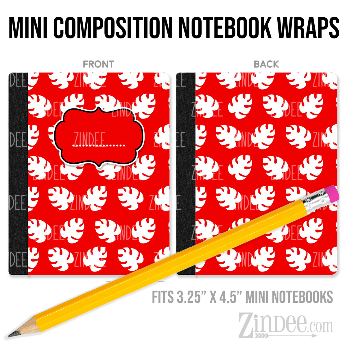 Hawaiin White Leaves – Mini Composition Notebook Wrap (3.25" x 4.5") | Vinyl Notebook Cover