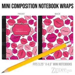 Kissy Lips – Mini Composition Notebook Wrap (3.25" x 4.5") | Vinyl Notebook Cover