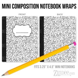 Music Notes – Mini Composition Notebook Wrap (3.25" x 4.5") | Vinyl Notebook Cover