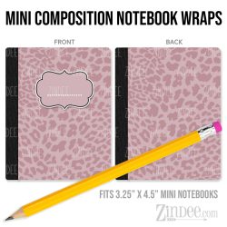 Neutral Leopard Pink – Mini Composition Notebook Wrap (3.25" x 4.5") | Vinyl Notebook Cover