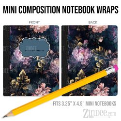 Night Time Peonies – Mini Composition Notebook Wrap (3.25" x 4.5") | Vinyl Notebook Cover