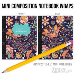 Paisley ZS222 – Mini Composition Notebook Wrap (3.25" x 4.5") | Vinyl Notebook Cover