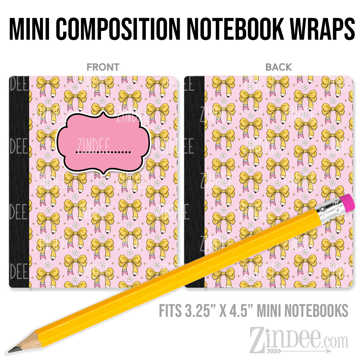 Pencil Coquette – Mini Composition Notebook Wrap (3.25" x 4.5") | Vinyl Notebook Cover