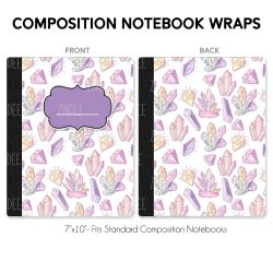 Composition Notebook Wrap- Pink Purple Crystals