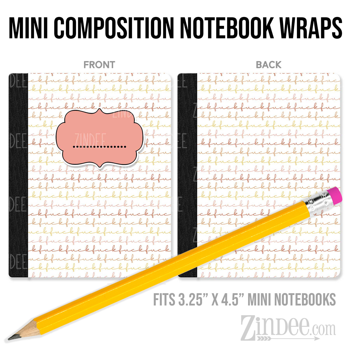 Pretty Pink Fucks – Mini Composition Notebook Wrap (3.25" x 4.5") | Vinyl Notebook Cover