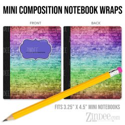 Rainbow Brick – Mini Composition Notebook Wrap (3.25" x 4.5") | Vinyl Notebook Cover