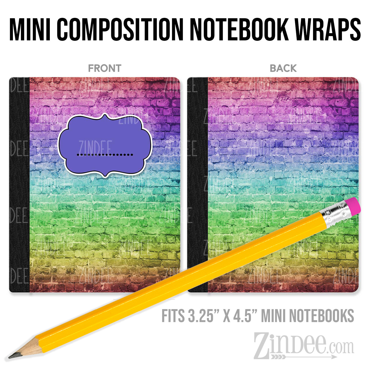 Rainbow Brick – Mini Composition Notebook Wrap (3.25" x 4.5") | Vinyl Notebook Cover