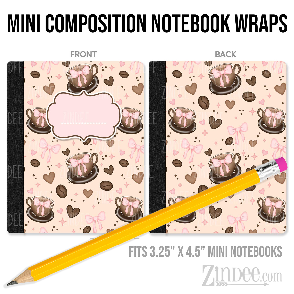 Seamless Bows – Mini Composition Notebook Wrap (3.25" x 4.5") | Vinyl Notebook Cover
