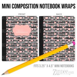Stripe Hearts – Mini Composition Notebook Wrap (3.25" x 4.5") | Vinyl Notebook Cover