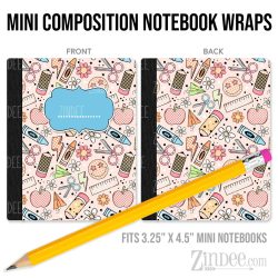 Teacher Checkered – Mini Composition Notebook Wrap (3.25" x 4.5") | Vinyl Notebook Cover