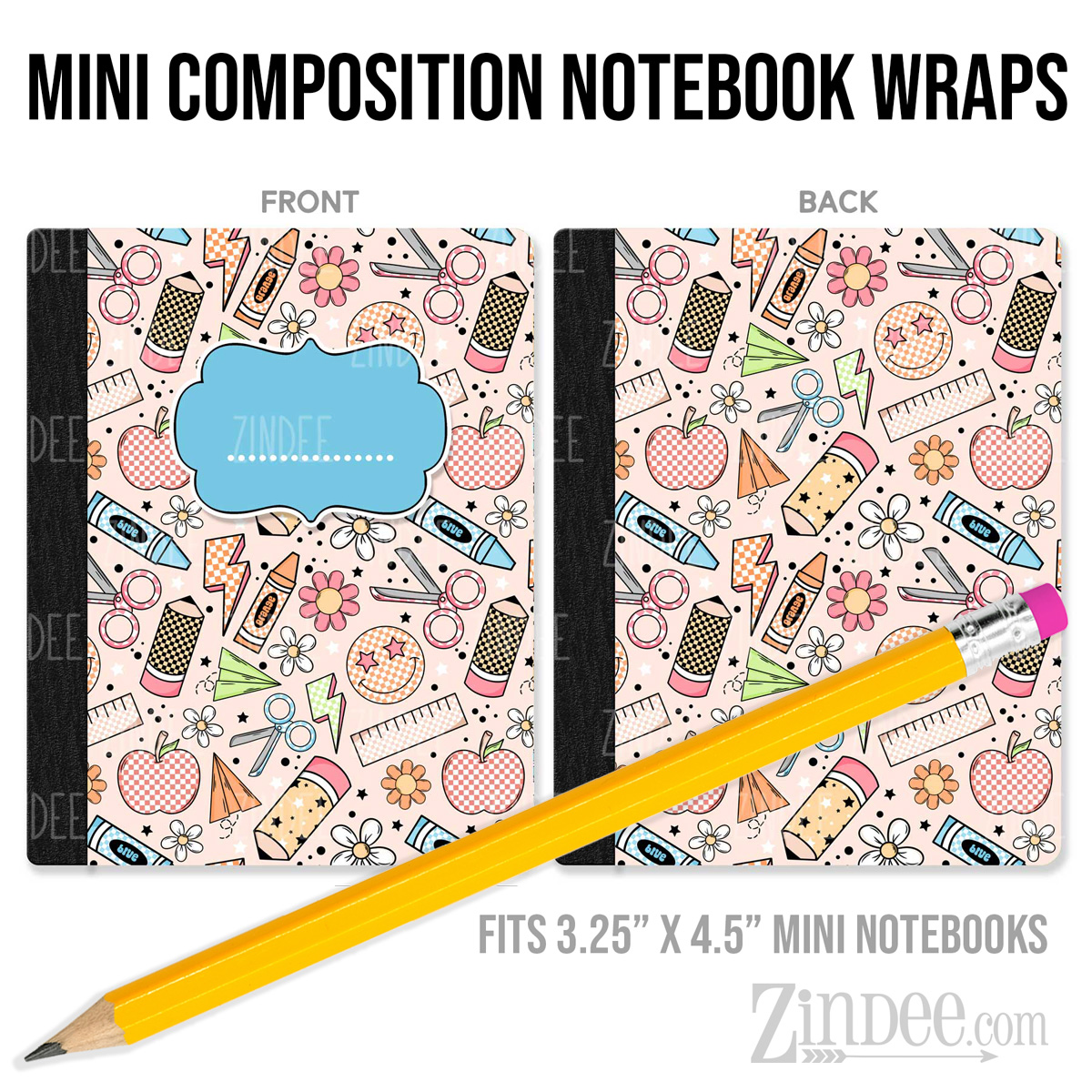 Teacher Checkered – Mini Composition Notebook Wrap (3.25" x 4.5") | Vinyl Notebook Cover