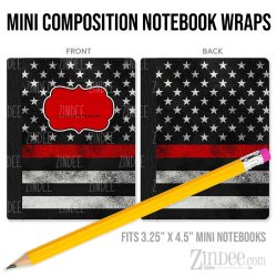 Grunge Red Line Extra Stars – Mini Composition Notebook Wrap (3.25" x 4.5") | Vinyl Notebook Cover