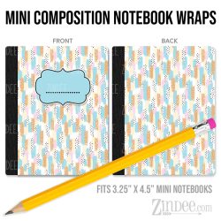 Light Blue Dots Brush Strokes – Mini Composition Notebook Wrap (3.25" x 4.5") | Vinyl Notebook Cover