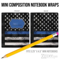 Grunge Line Blue Extra Stars – Mini Composition Notebook Wrap (3.25" x 4.5") | Vinyl Notebook Cover