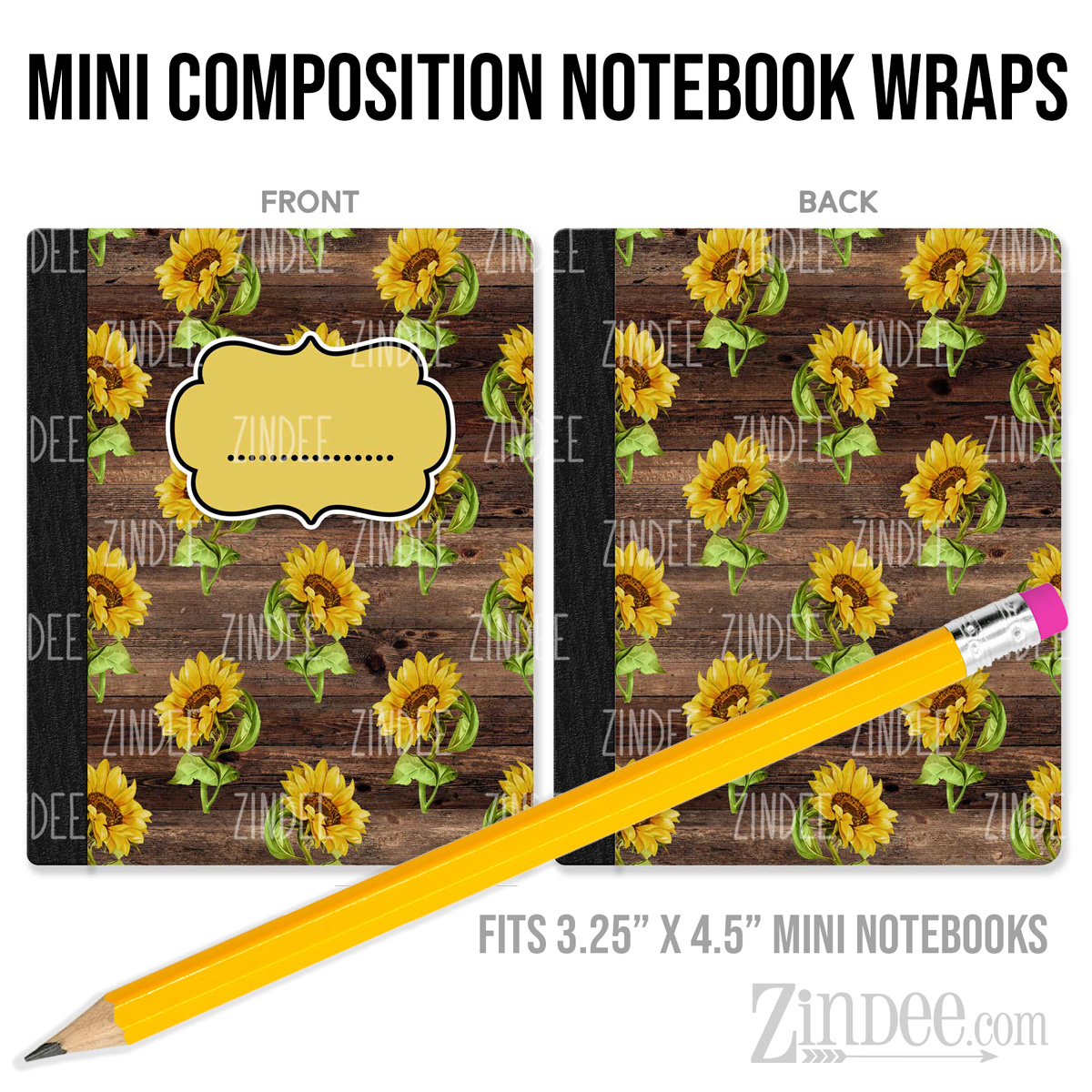 Vintage Sunflower 16 – Mini Composition Notebook Wrap (3.25" x 4.5") | Vinyl Notebook Cover