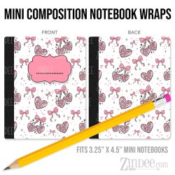 Disco Cherry Hearts – Mini Composition Notebook Wrap (3.25" x 4.5") | Vinyl Notebook Cover