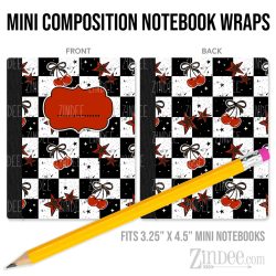 Checker Cheetah Cherries – Mini Composition Notebook Wrap (3.25" x 4.5") | Vinyl Notebook Cover