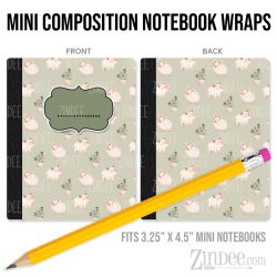 Pig Watercolor – Mini Composition Notebook Wrap (3.25" x 4.5") | Vinyl Notebook Cover