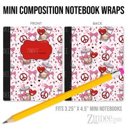 Pink Iced Coffee – Mini Composition Notebook Wrap (3.25" x 4.5") | Vinyl Notebook Cover